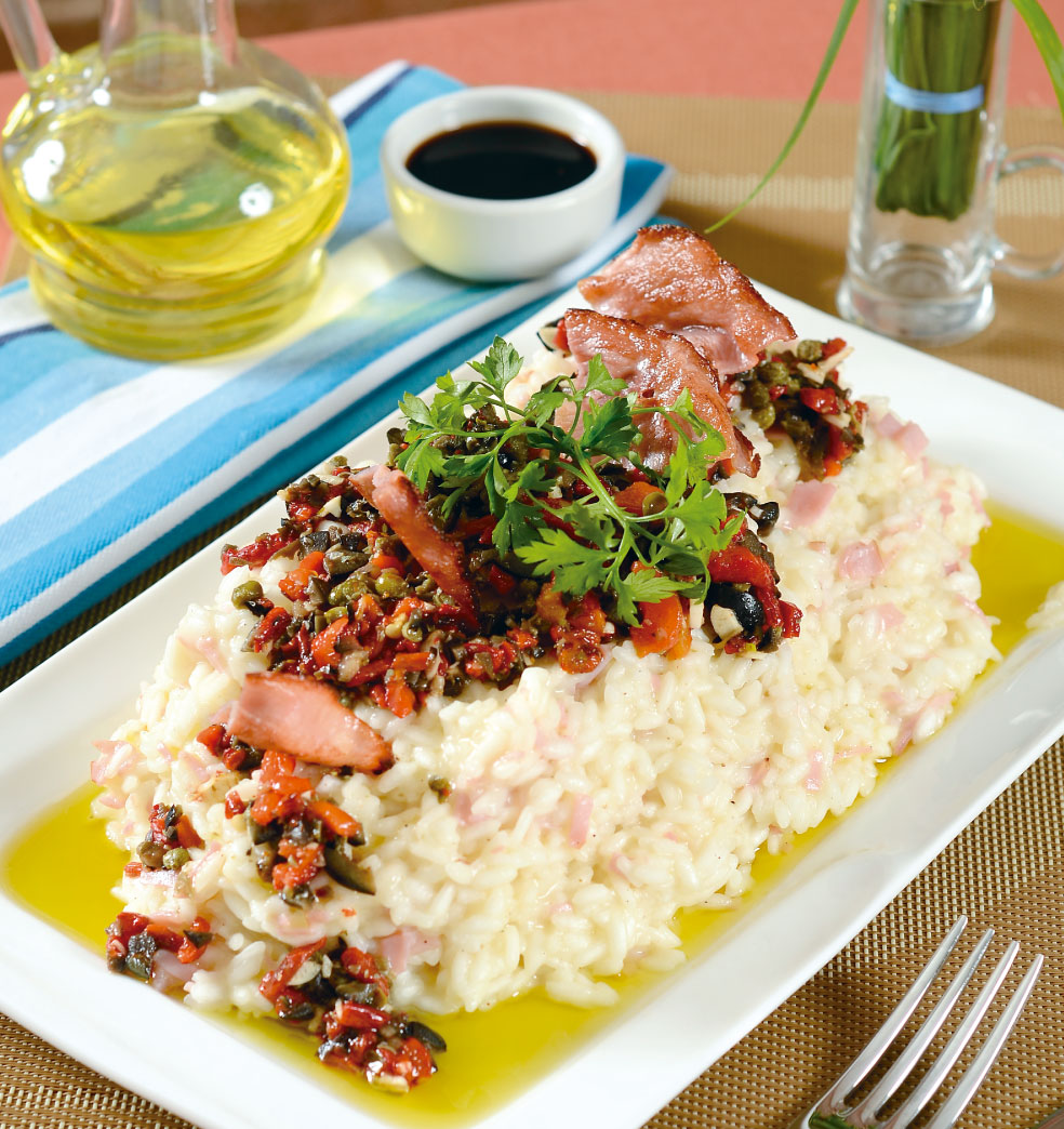 Risotto casalingo con panceta y jamón