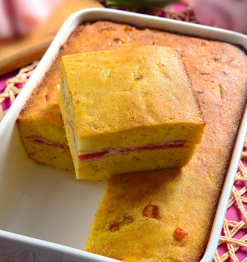 Sopa Paraguaya rellena de jamón cocido  